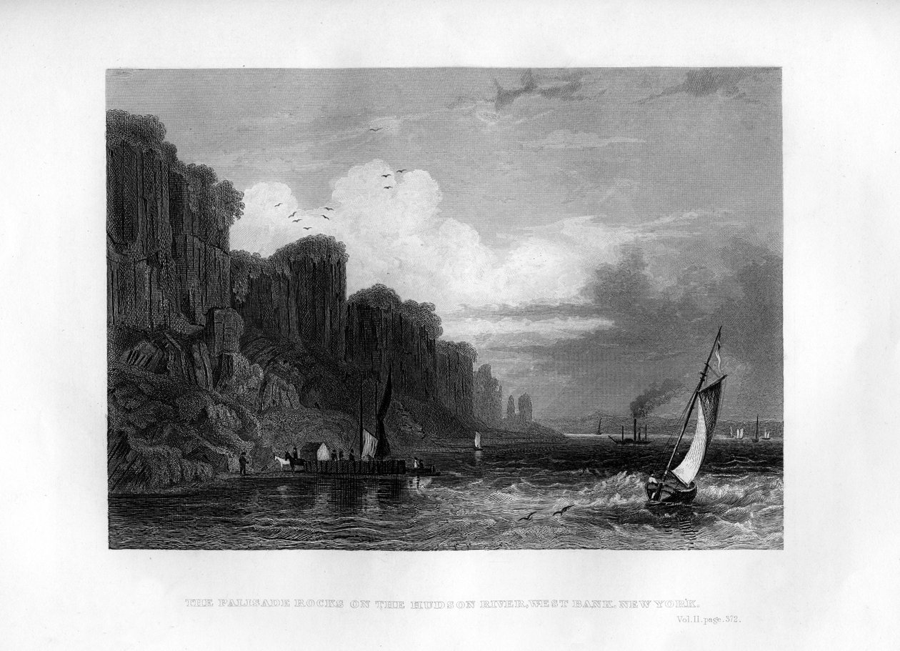 Palisade Rocks Hudson-joella, Länsirannalla, New Yorkissa, 1855 tekijältä Unbekannt