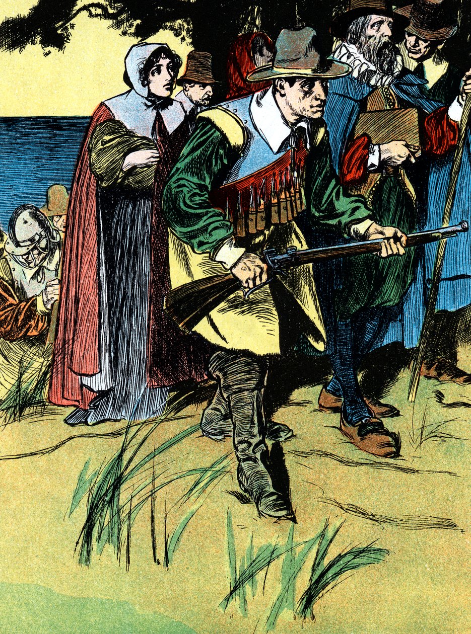Pilgrim isät saapuessaan Amerikkaan, 1620 c1900 tekijältä Unbekannt