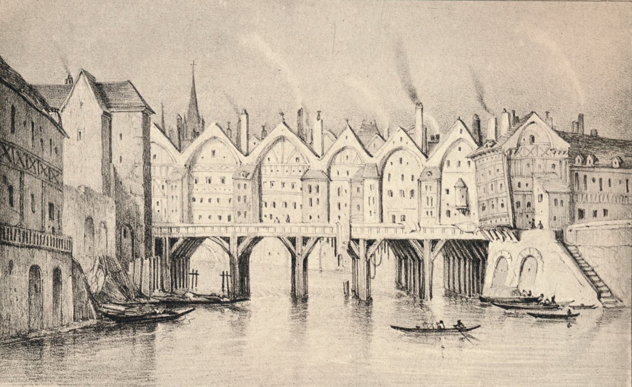 Pont St Michel vuonna 1550, 1915 tekijältä Unbekannt