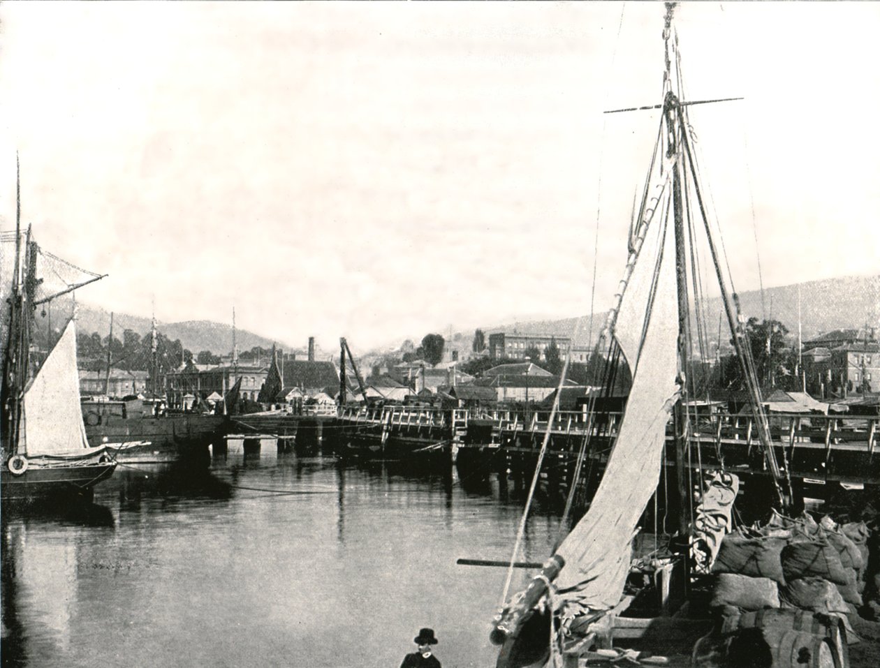 Hobartin satama, Tasmania, Australia, 1895. tekijältä Unbekannt