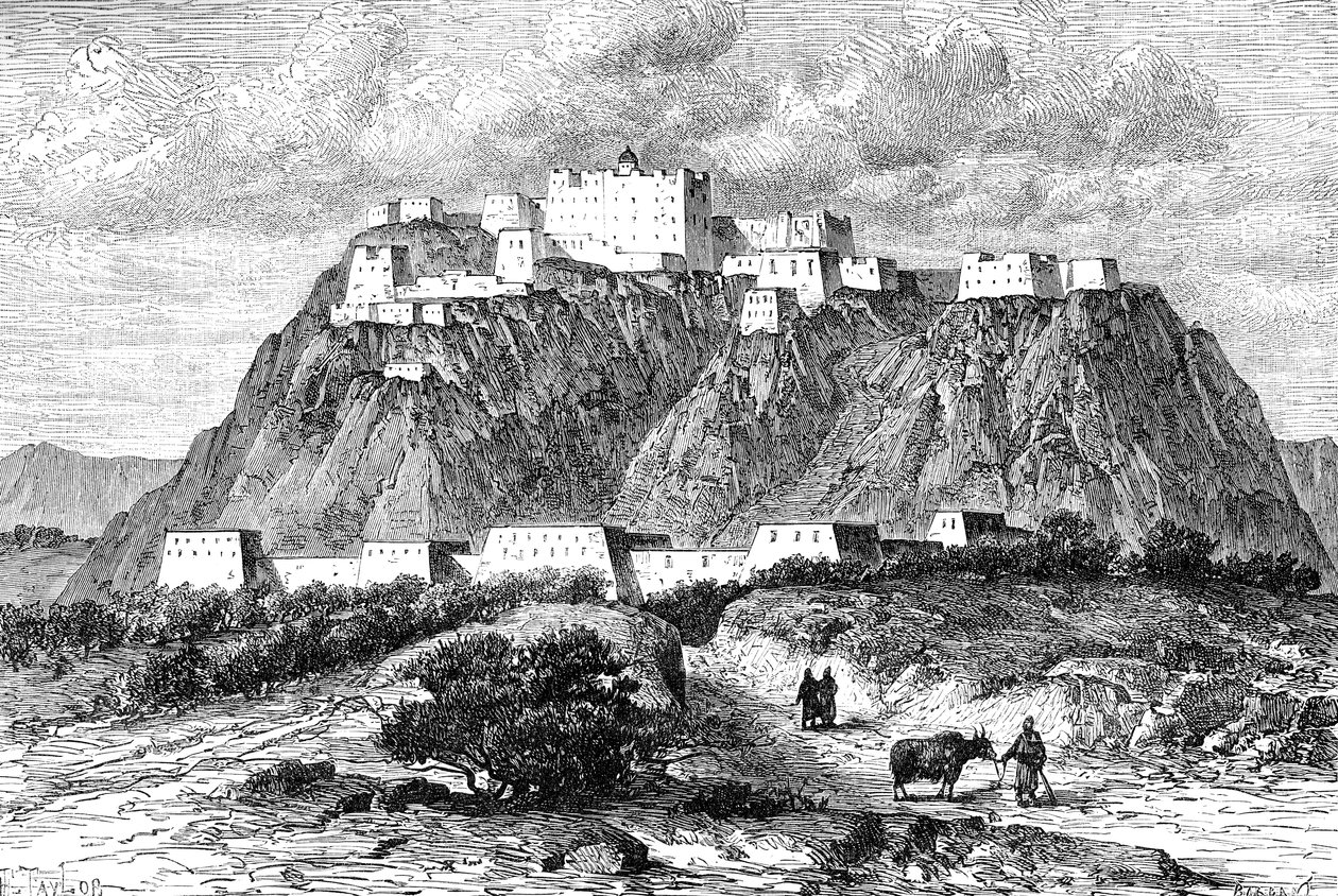 Potalan palatsi Lhasassa, Tiibetissä, 1600-luvulla, c1890 tekijältä Unbekannt