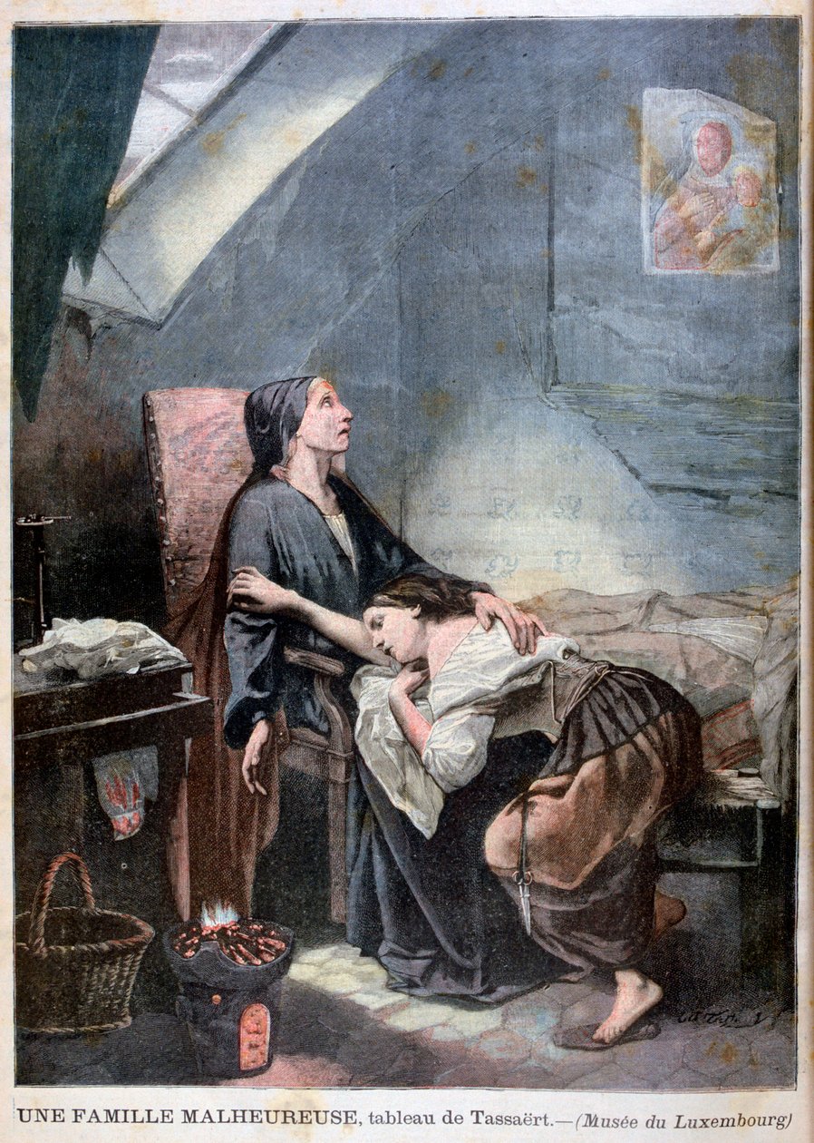 Köyhyyden vaivaama perhe tai itsemurha, 1849, 1897 tekijältä Unbekannt