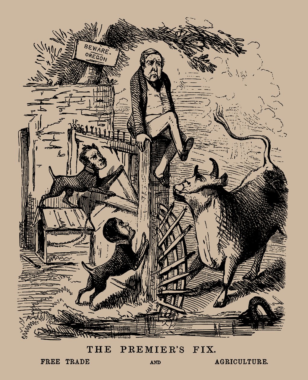Pääministerin korjaus. Free Trade and Agriculture Peel between Free Trade and Protection, huhtikuu 1845. tekijältä Unbekannt