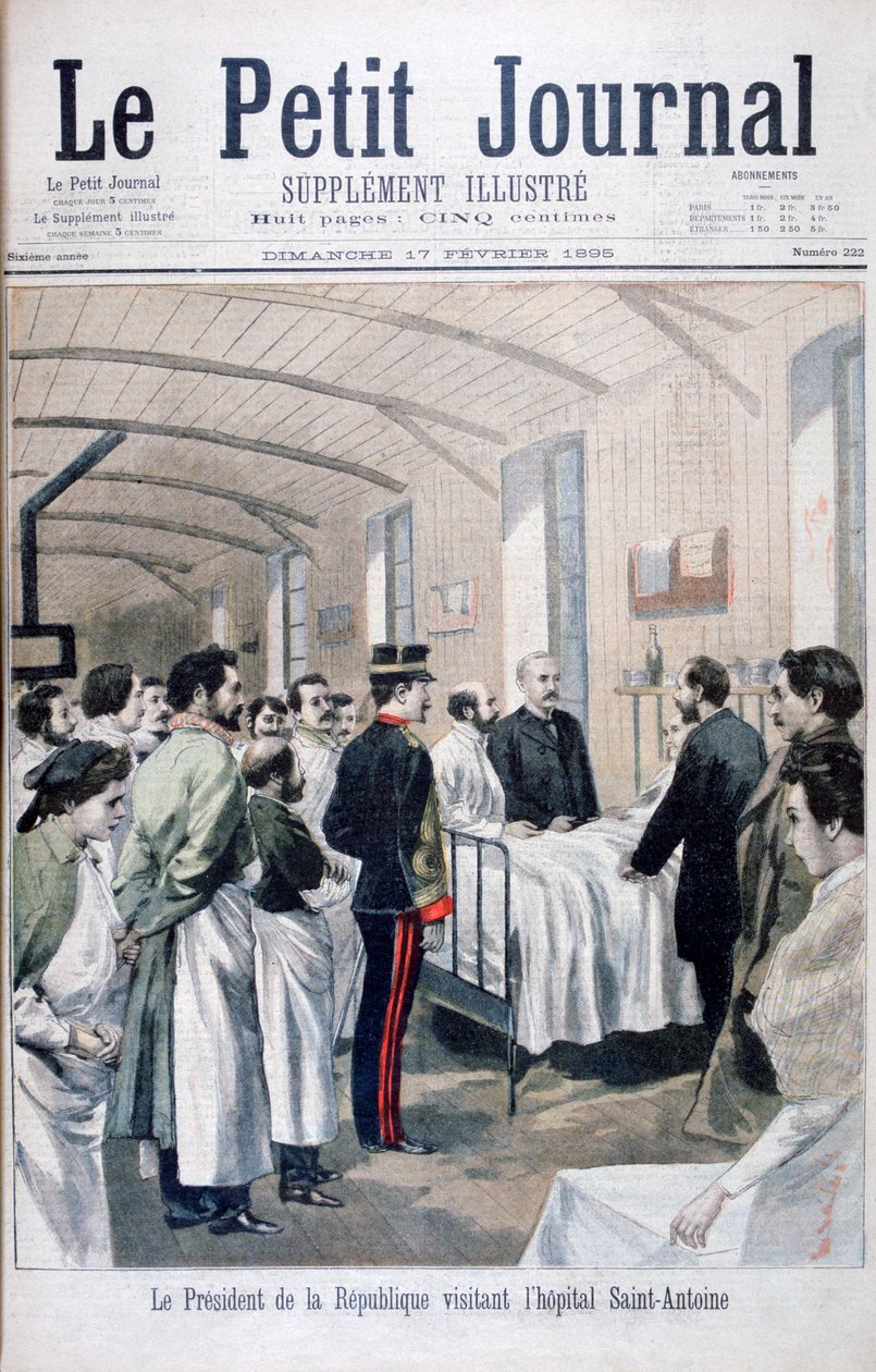 Tasavallan presidentti Felix Faure vierailemassa Saint-Antoinen sairaalassa Pariisissa, 1895 tekijältä Unbekannt