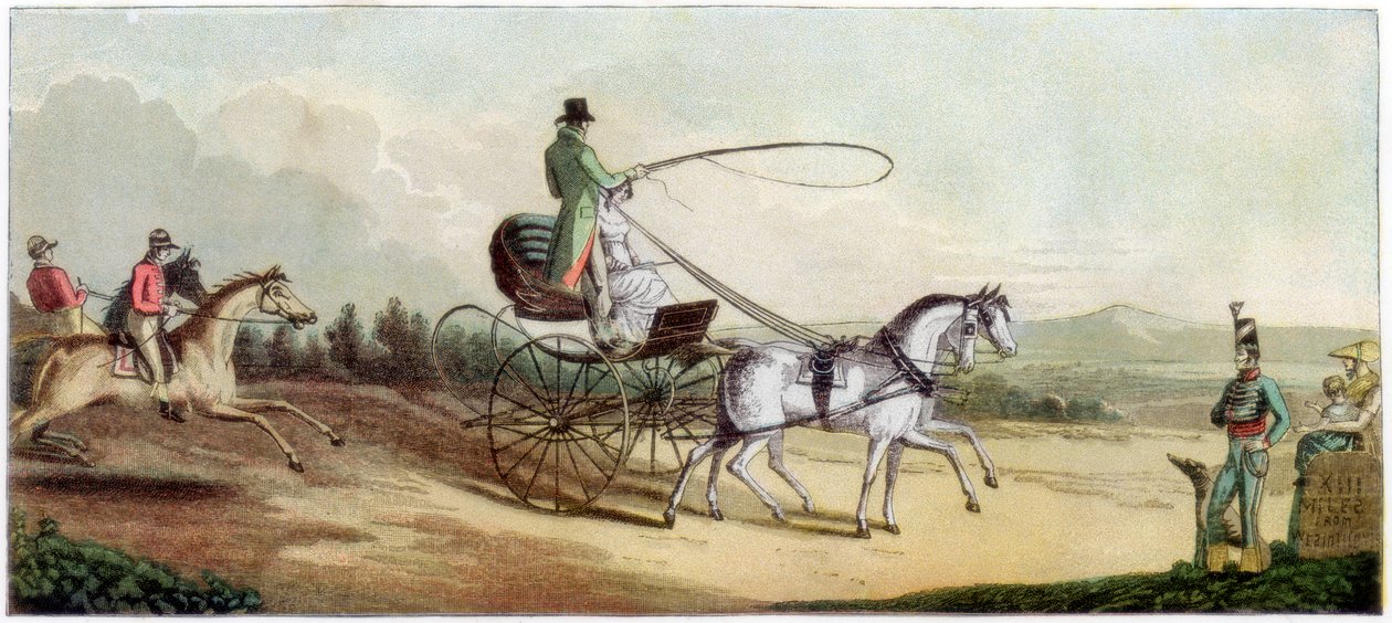 Prince Regent ajoi rouva Q:ta tiellä Brightoniin, 1700-luvun lopulla tai 1800-luvun alussa 1890 tekijältä Unbekannt