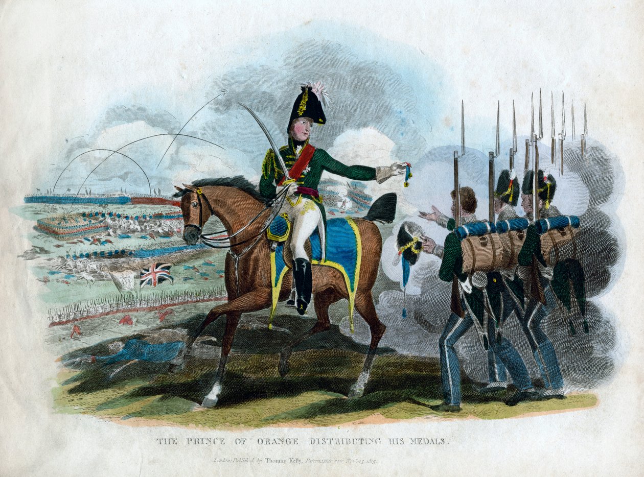 Oranssin prinssi jakavassa mitalejaan, 1815 tekijältä Unbekannt