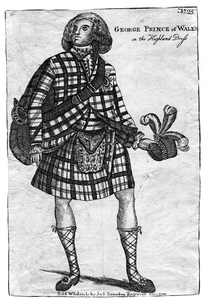 Walesin prinssi, tuleva kuningas George IV 1762-1830 Highland-puvussa tekijältä Unbekannt