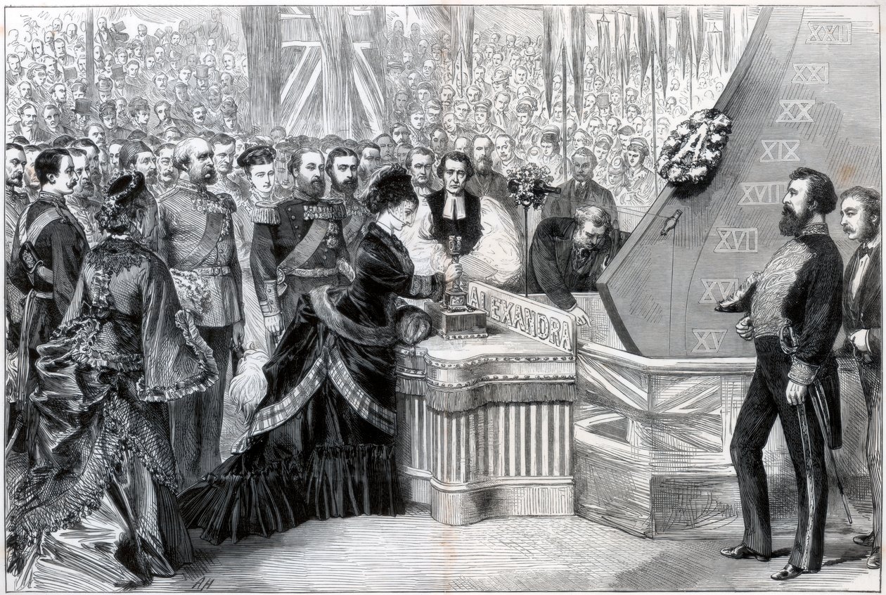 Walesin prinsessa laskee vesille uuden rautaverisen Alexandran, 1875 tekijältä Unbekannt