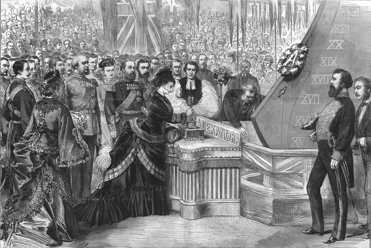Walesin prinsessa laskee vesille uuden rautaverisen Alexandran, 1875 tekijältä Unbekannt