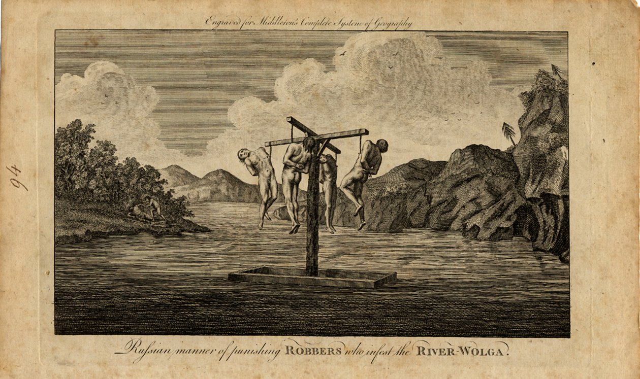Venäläisten ryöstöjen rangaistus Volga-joella, 1778 tekijältä Unbekannt