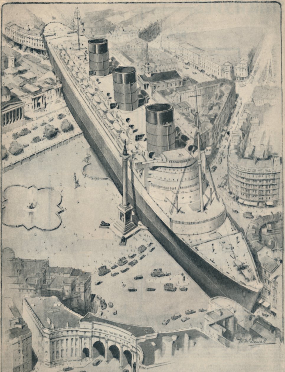 Kuningatar Mary suhteessa Trafalgar Squareen Lontoossa, 1936 tekijältä Unbekannt