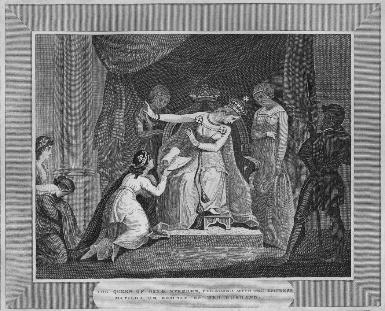 Kuningas Stephenin kuningatar, rukoilee keisarinna Matildaa miehensä puolesta, 1838 tekijältä Unbekannt