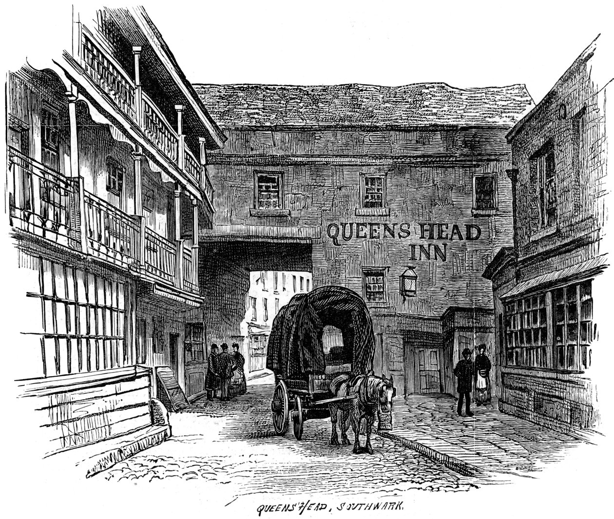The Queens Head Inn, Southwark, Lontoo, 1887 tekijältä Unbekannt