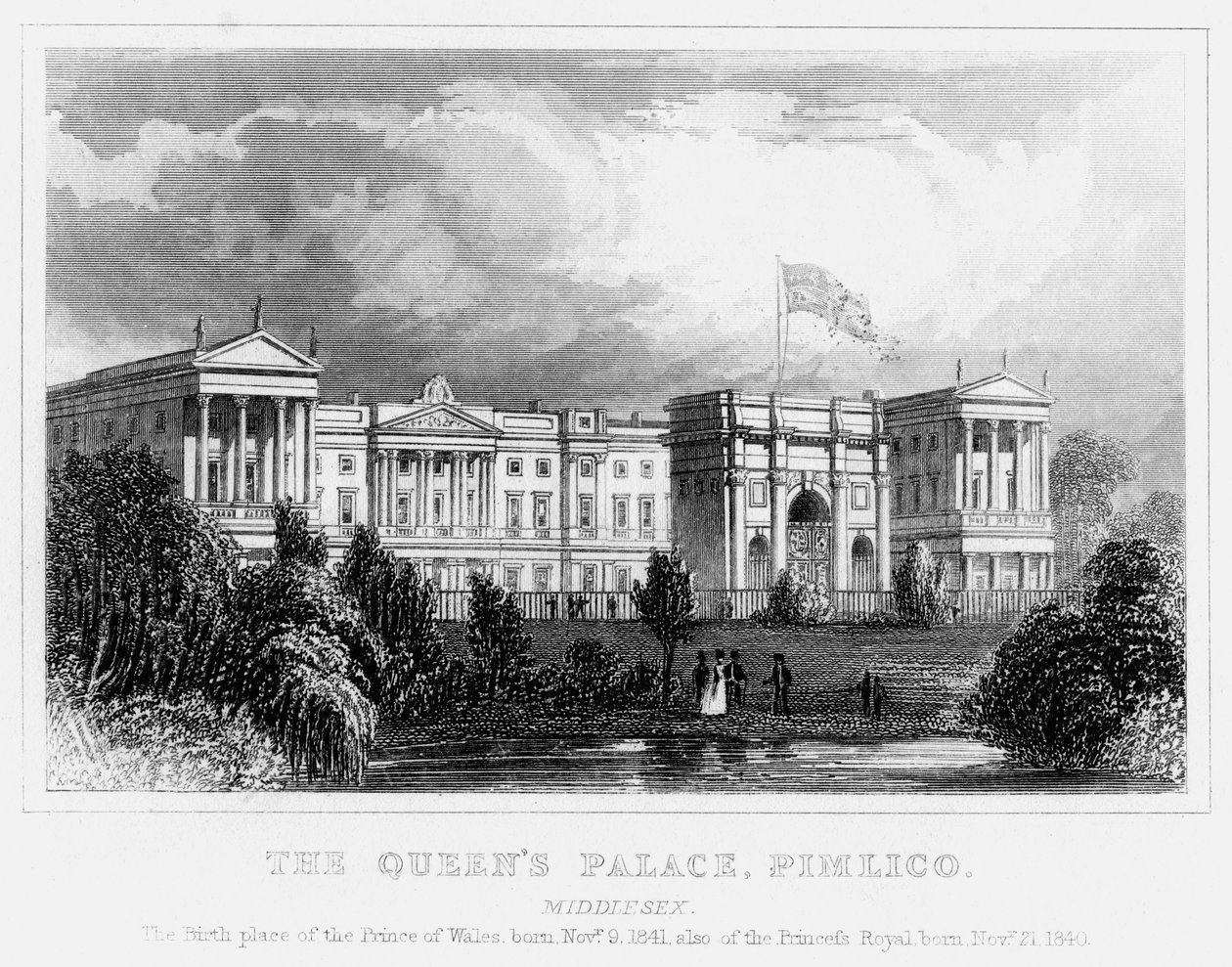 Queens Palace, Pimlico, Lontoo, 1840-luku tekijältä Unbekannt