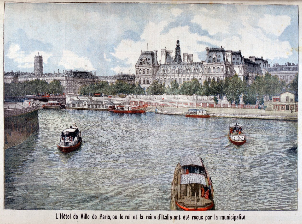 Seine-joki ja Hotel de Ville, Pariisi, 1903 tekijältä Unbekannt