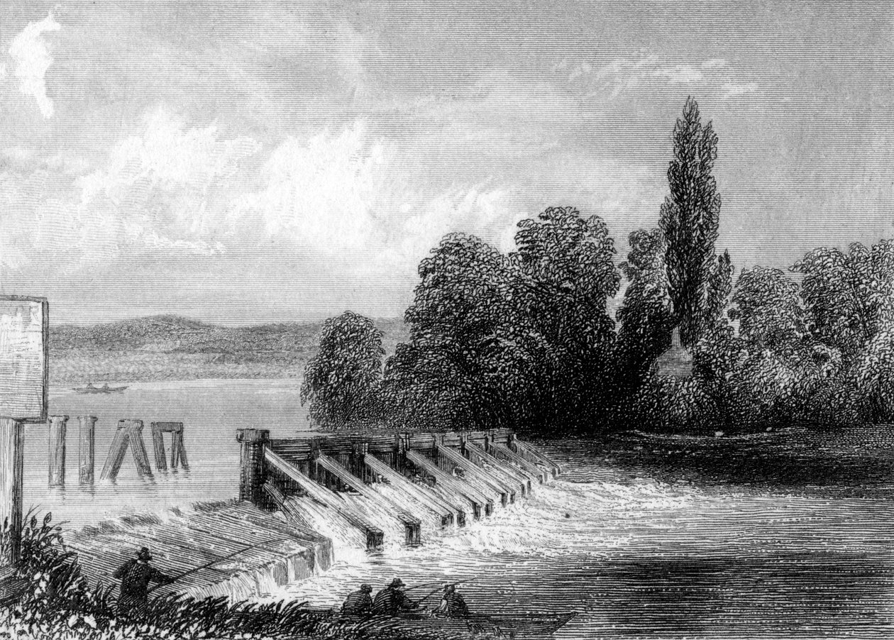 Thames-joki Teddingtonissa, Lontoossa, 1800-luku tekijältä Unbekannt