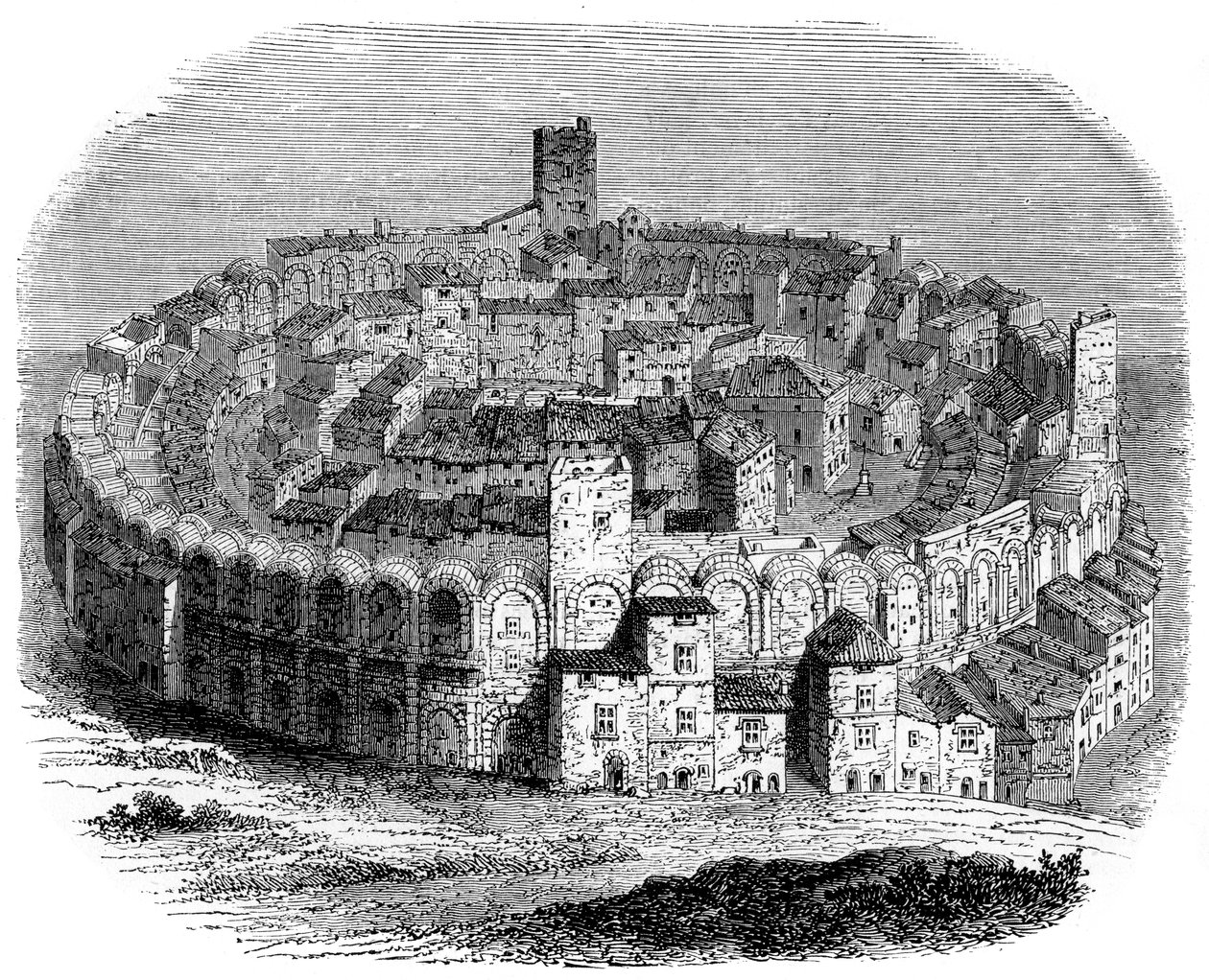 Roomalainen areena Arlesissa, Provencessa, Ranskassa, vuosina 1666 1882-1884 tekijältä Unbekannt