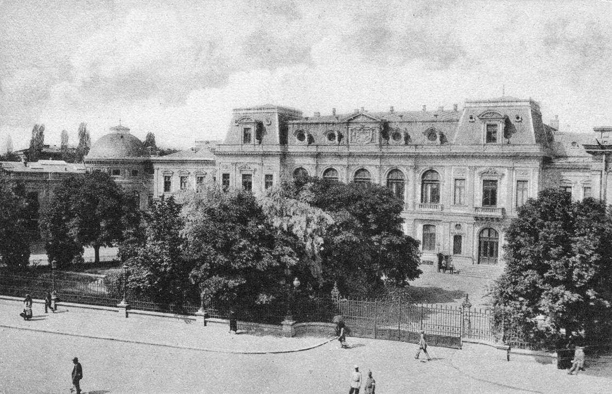 Kuninkaallinen palatsi Bukarestissa, Romaniassa, 1900-luvun alku tekijältä Unbekannt