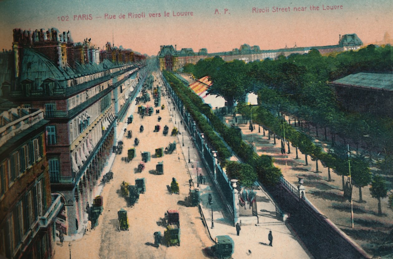 Rue de Rivoli päin Louvrea, Pariisi, 1920 tekijältä Unbekannt