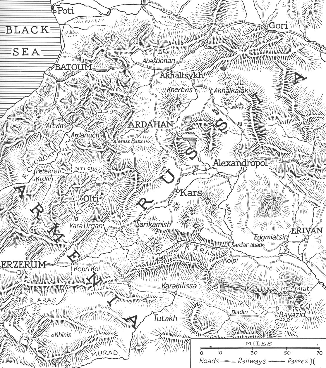 Venäjän ja Turkin rajat, 1915 tekijältä Unbekannt