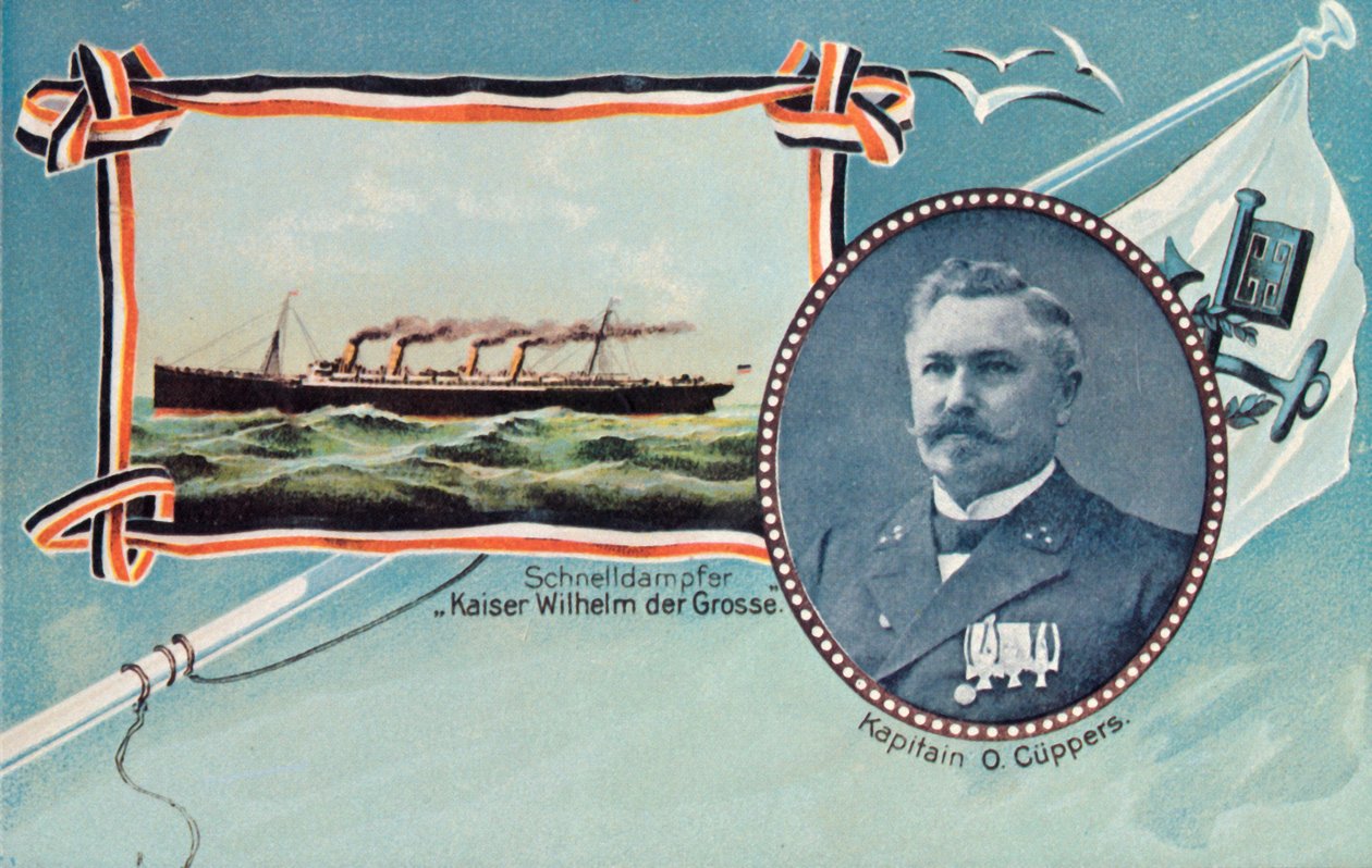 SS Kaiser Wilhelm der Grosse ja kapteeni Otto Cuppers, 1905. tekijältä Unbekannt