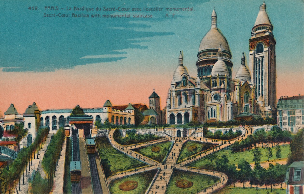 Sacre-Coeur-basilika ja monumentaaliset portaat, Pariisi, 1920 tekijältä Unbekannt