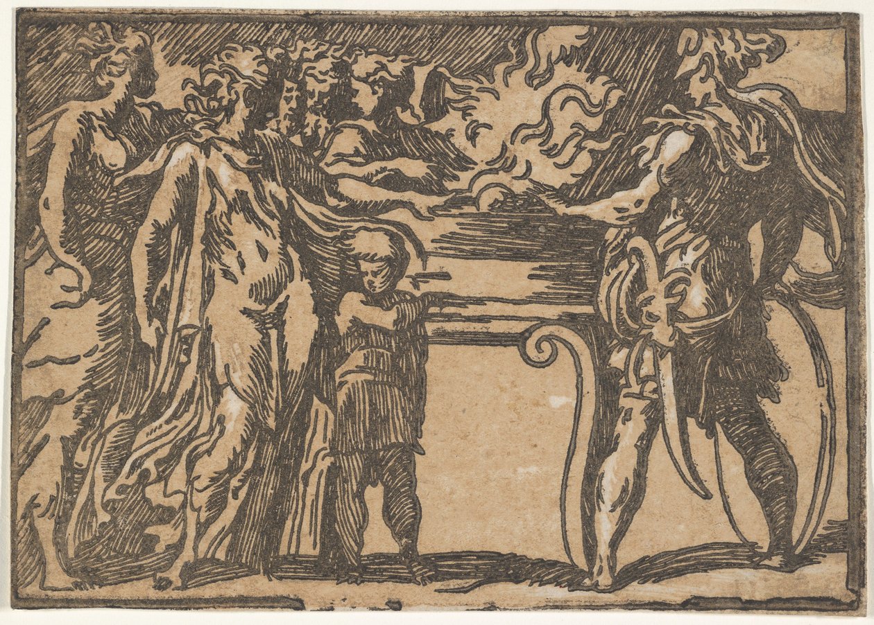 Uhri eli Mucius Scaevola, Parmigianinon mukaan, 1500-luku. tekijältä Unbekannt