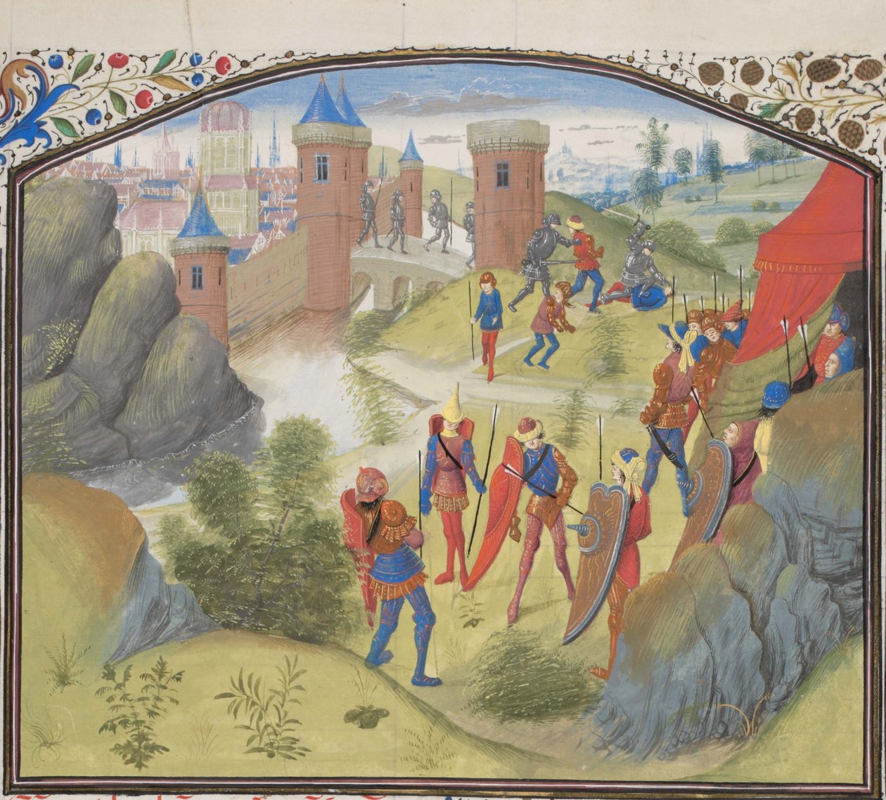 Antiokian piiritys. Vilhelmin Tyroksen pienoismalli Historiasta, 1460-luku tekijältä Unbekannt