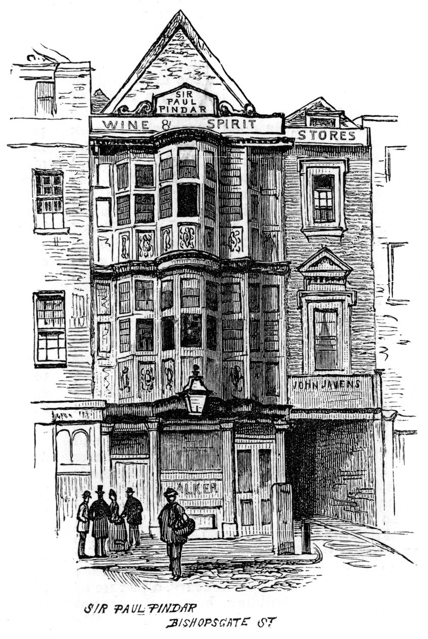 Sir Paul Pindar -pubi, Bishopsgate Street, Lontoo, 1887 tekijältä Unbekannt