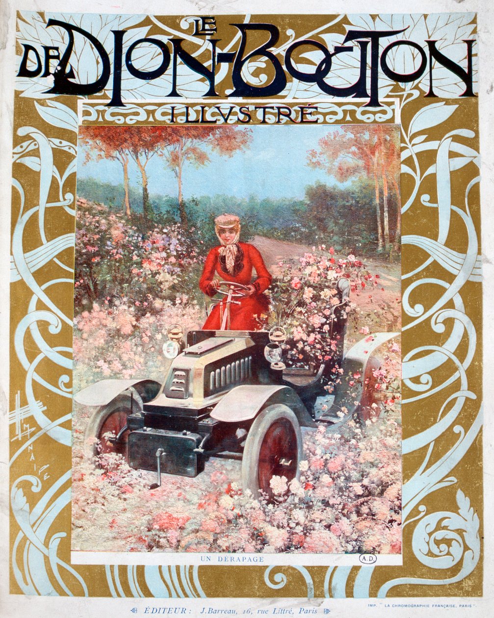 Skid, kuvitus Le De Dion-Bouton -lehdestä, 1909 tekijältä Unbekannt