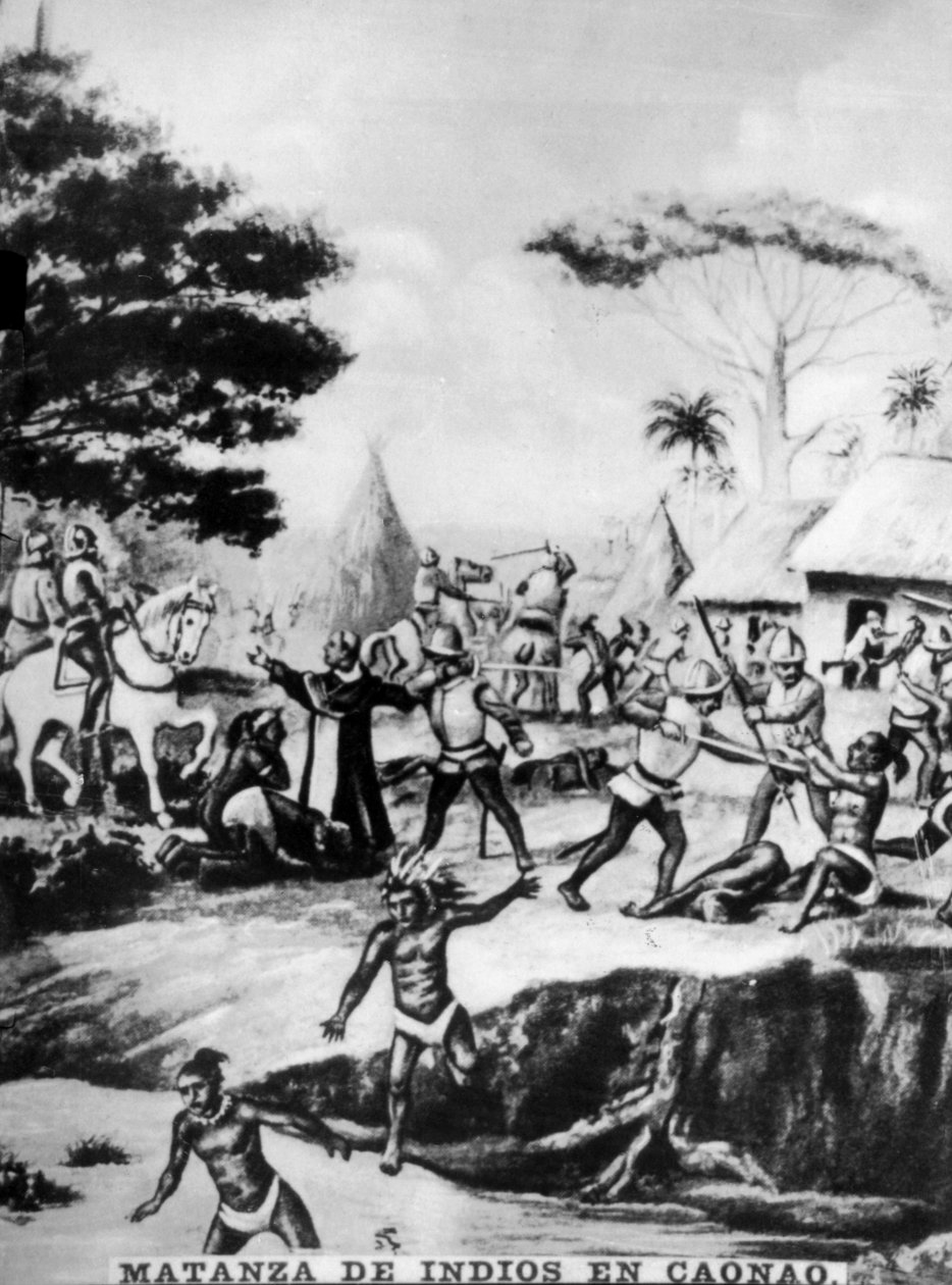Alkuperäisten teurastus Caonaossa, 1500-luku, 1920-luku tekijältä Unbekannt