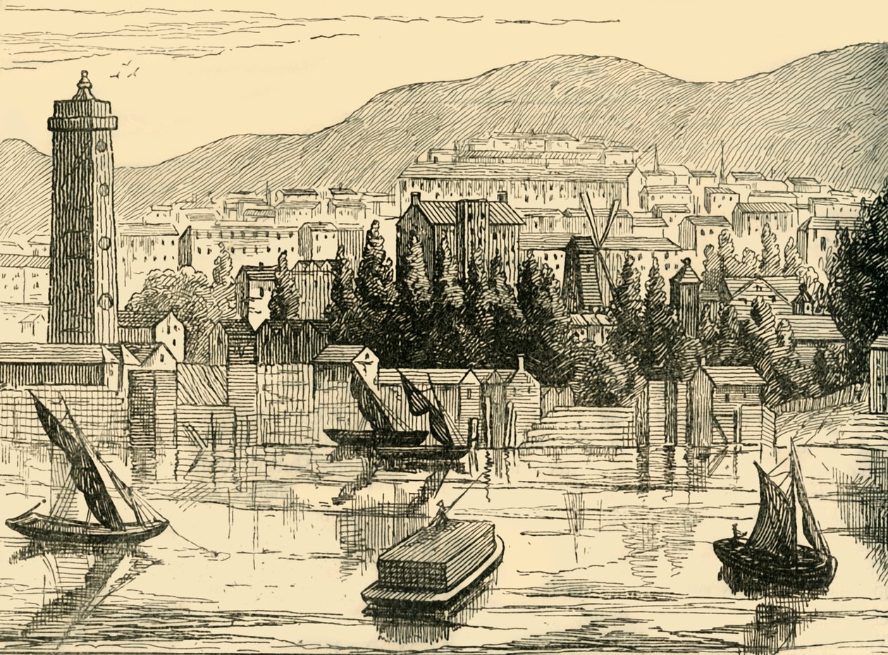 Thamesin eteläpuoli, otettu Adelphi Terracelta, 1770, n. 1878. tekijältä Unbekannt