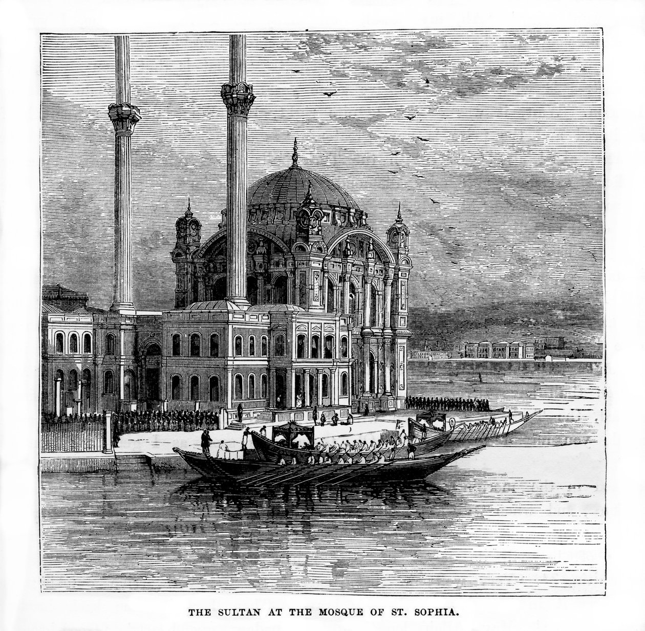 Sulttaani Pyhän Sofian moskeijassa, Konstantinopolissa, Turkissa, 1800-luku tekijältä Unbekannt