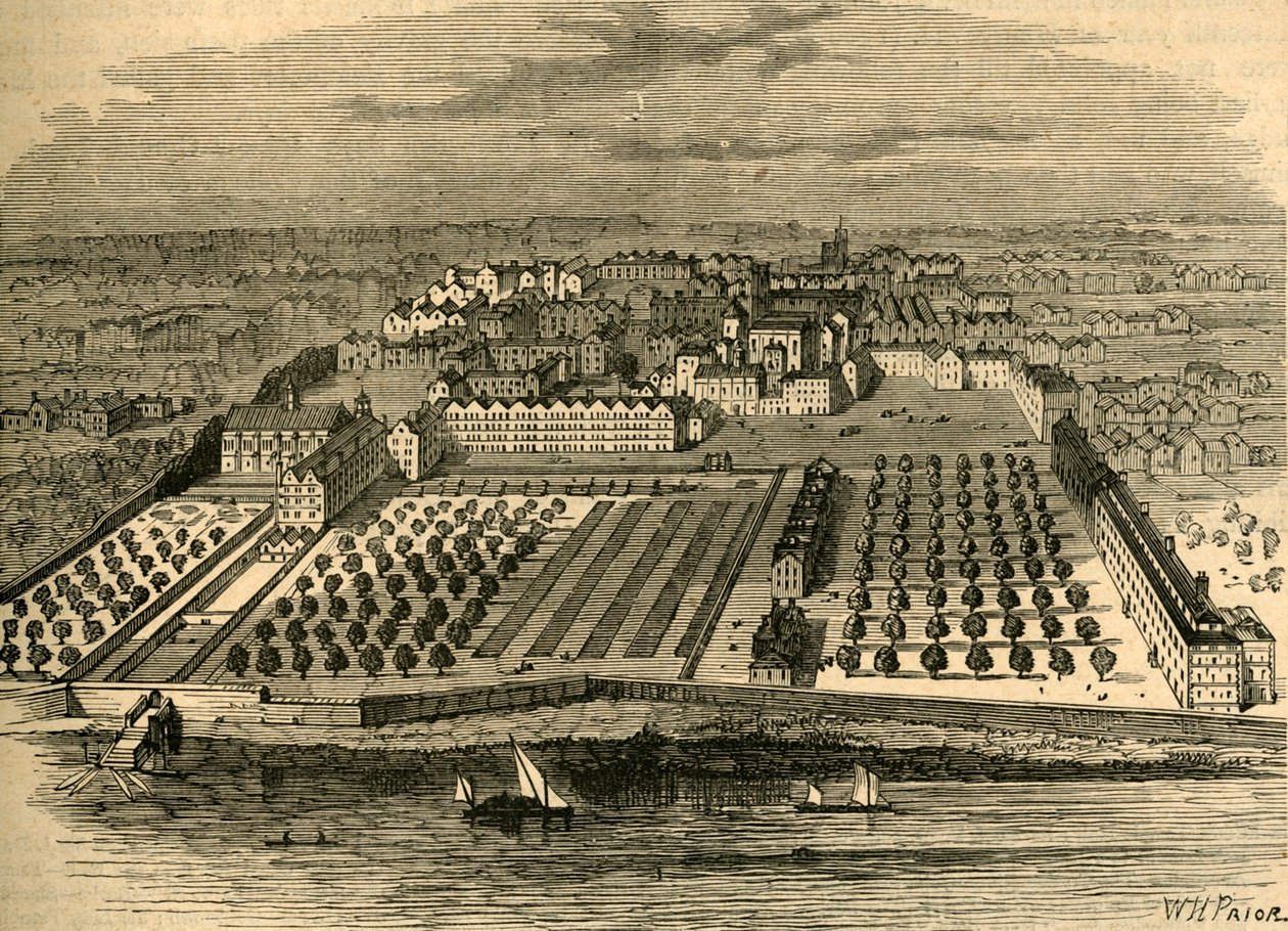 Temppeli vuonna 1671. Vanhasta lintuperspektiivistä sisätemppelissä, 1897. tekijältä Unbekannt