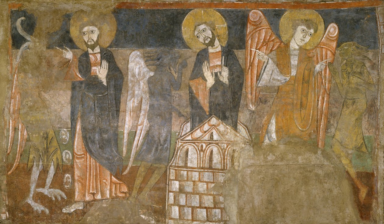 Kristuksen paholaisen kiusaus, 1100-luvun ensimmäinen puolisko mahdollisesti 1129-34. tekijältä Unbekannt