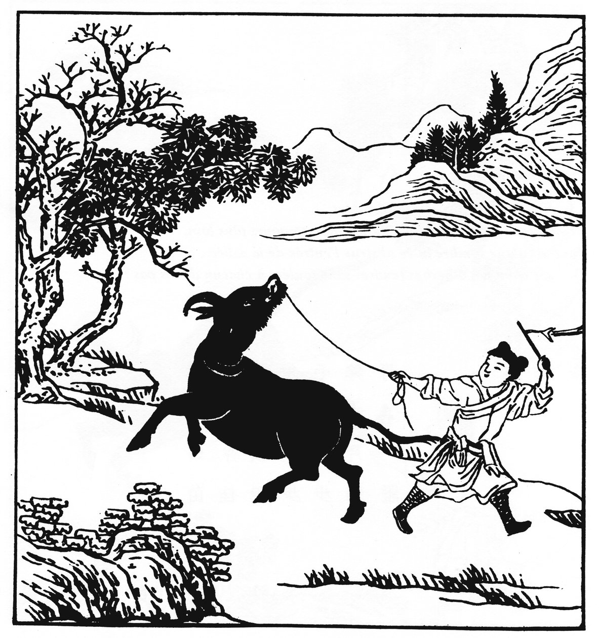 Tuntemattoman kirjailijan Pumingin (Fumyo) The Ten Oxherding Pictures, Vaihe 2: kesyttäminen, kuritus alkanut (kuva) tekijältä Unbekannt