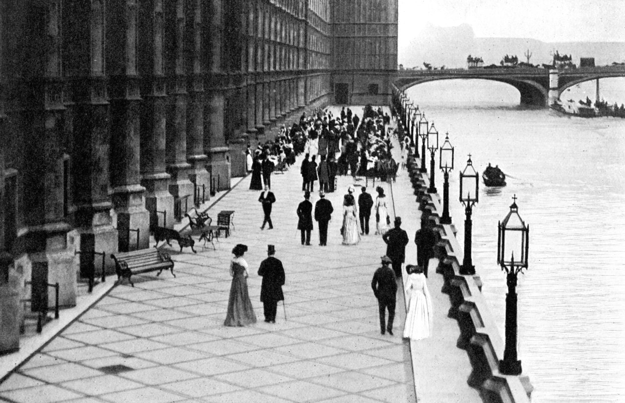 The Terrace, iltapäivätee, Westminsterin palatsi, Lontoo, v1905 tekijältä Unbekannt