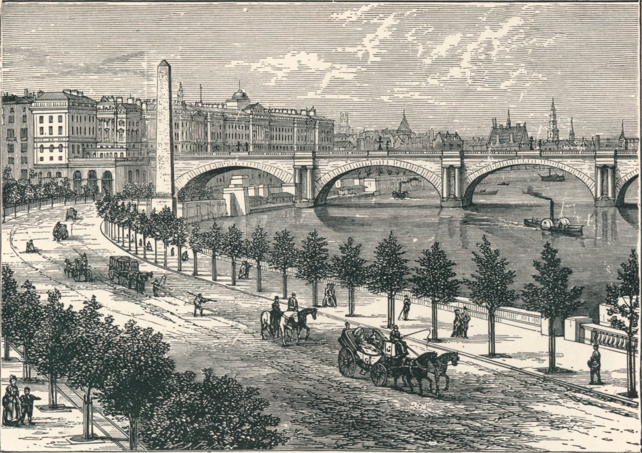 Thames Embankment, joka näyttää Cleopatras Needle, 1896 tekijältä Unbekannt