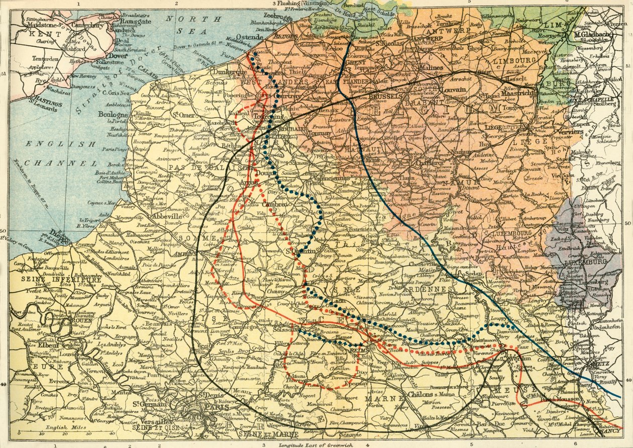 "The Theatre of War Länsirintamalla", vuodelta 1920. tekijältä Unbekannt
