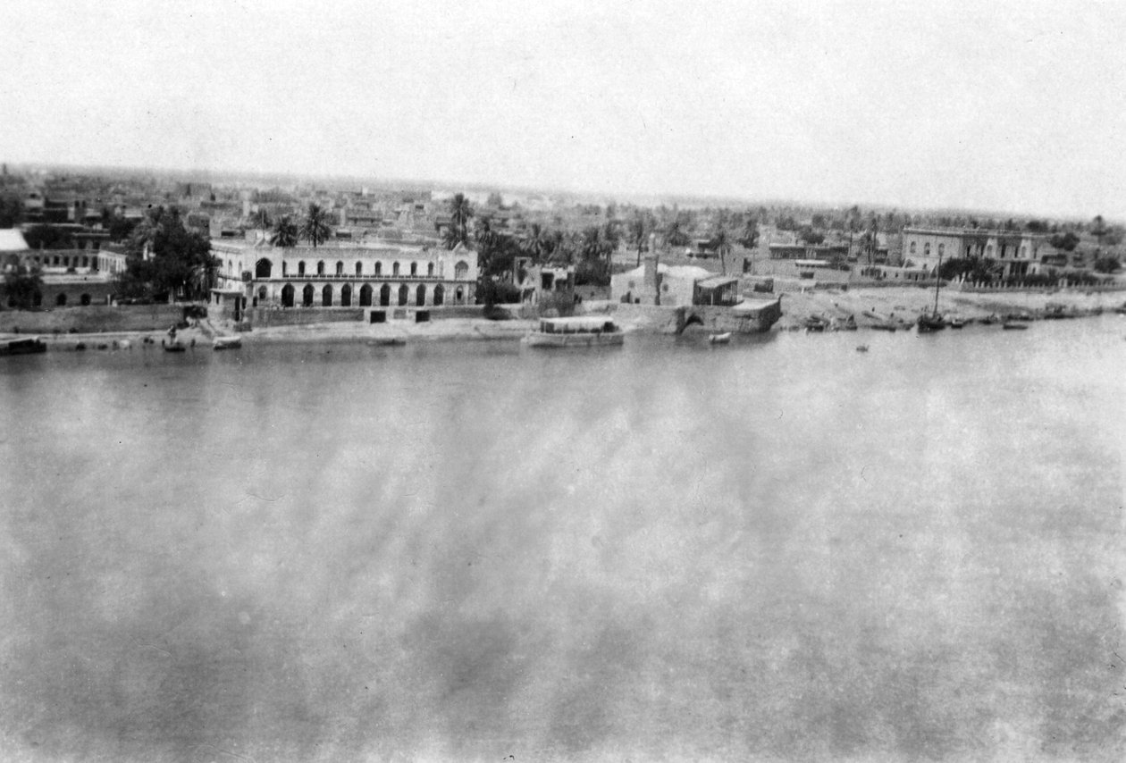Tigris-joki 31. brittiläisestä yleissairaalasta, Bagdad, Mesopotamia, ensimmäinen maailmansota, 1918 tekijältä Unbekannt