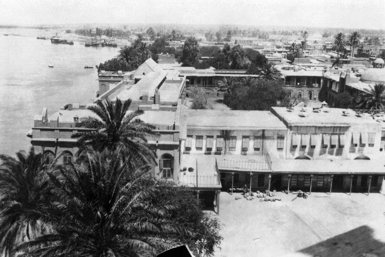 Tigris-joki, 31. brittiläisestä yleissairaalasta, Bagdadista, Mesopotamia, ensimmäinen maailmansota, 1918 tekijältä Unbekannt