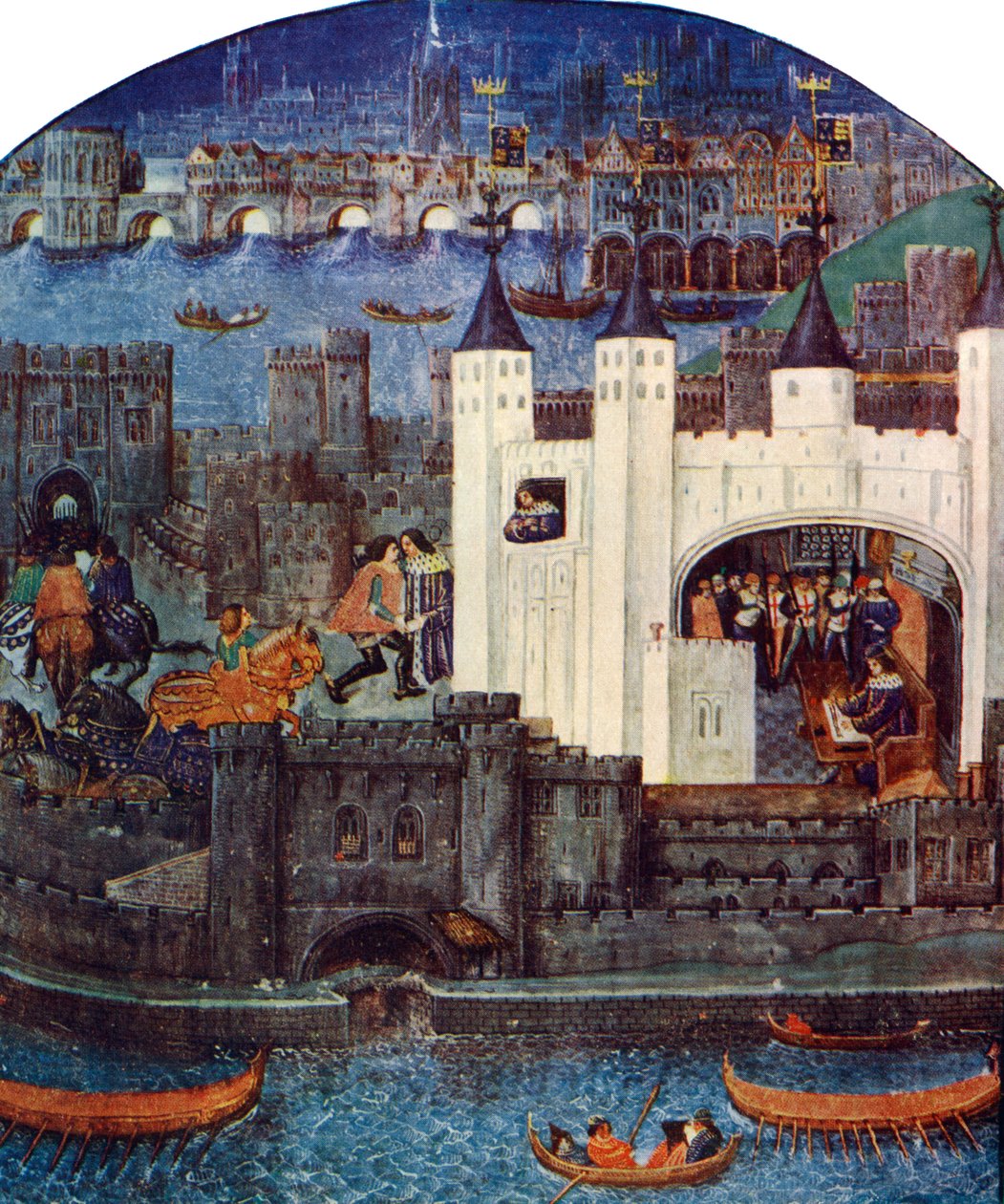 Lontoon Tower ja London Bridge, c1500, c1900-1920 tekijältä Unbekannt
