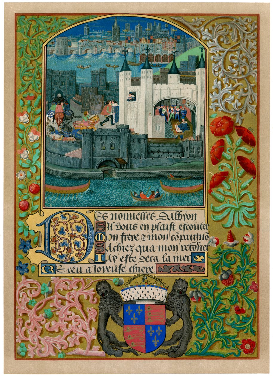 Lontoon Tower ja London Bridge, c1500, c1901 tekijältä Unbekannt