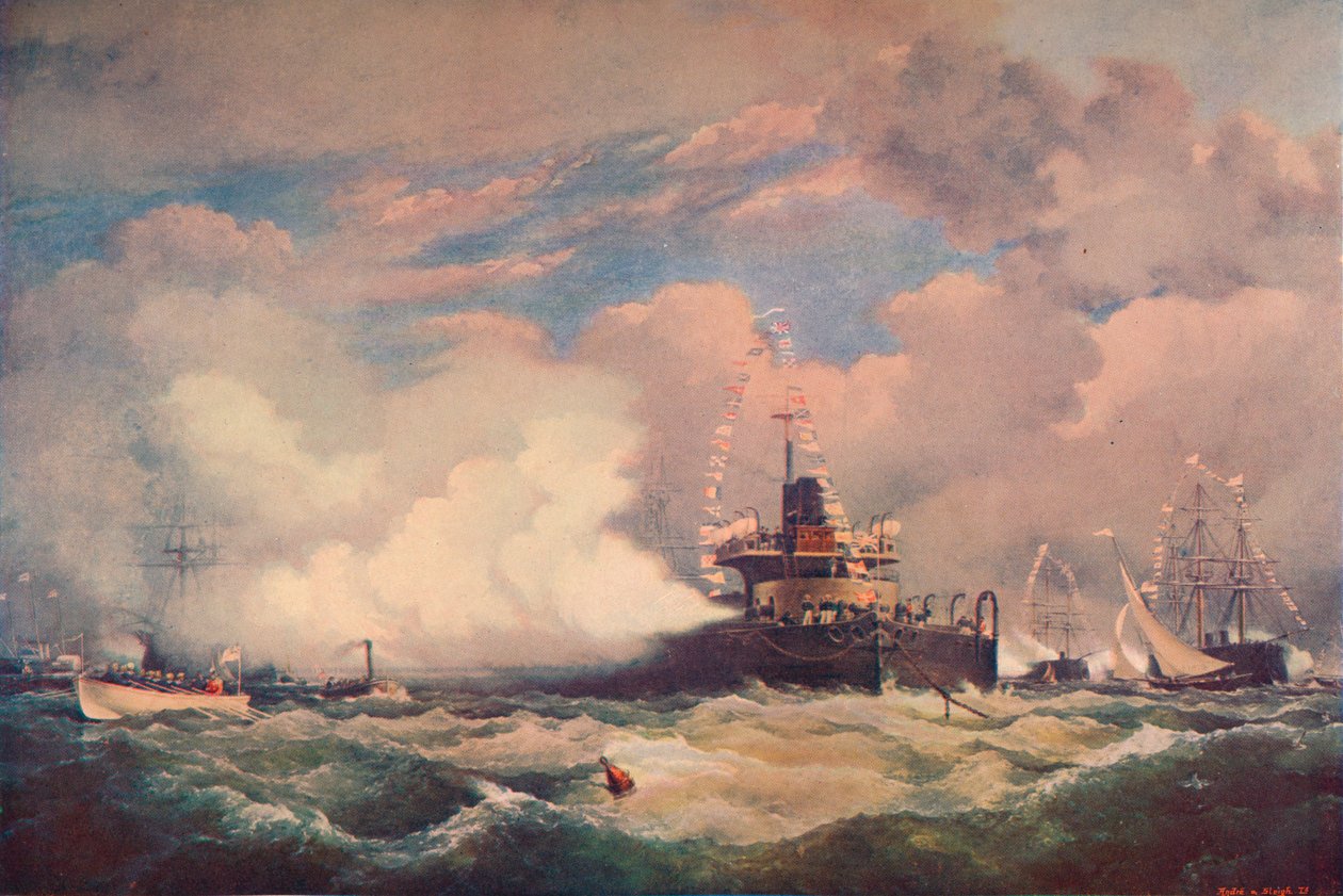 Turret-panssaripukuisen laivan tuho Spitheadissa, 1873 1906 tekijältä Unbekannt