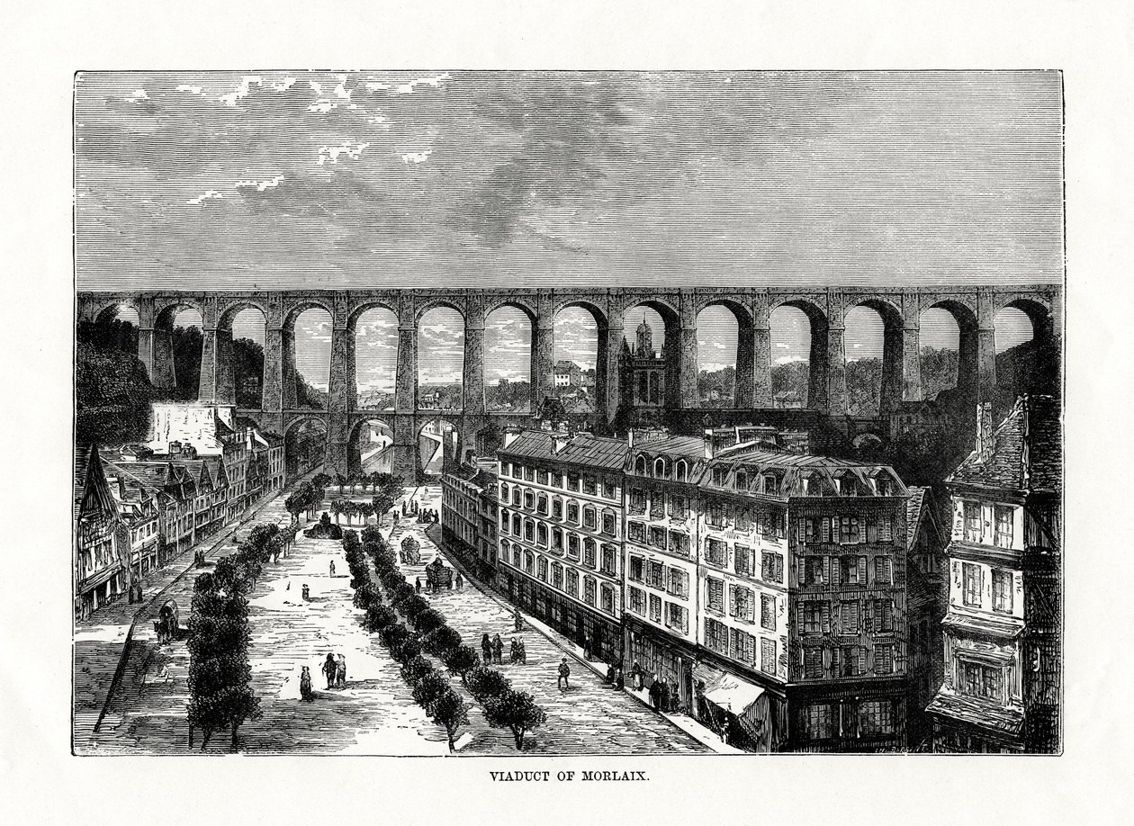 Viadukti Morlaixissa, Ranskassa, 1879 tekijältä Unbekannt