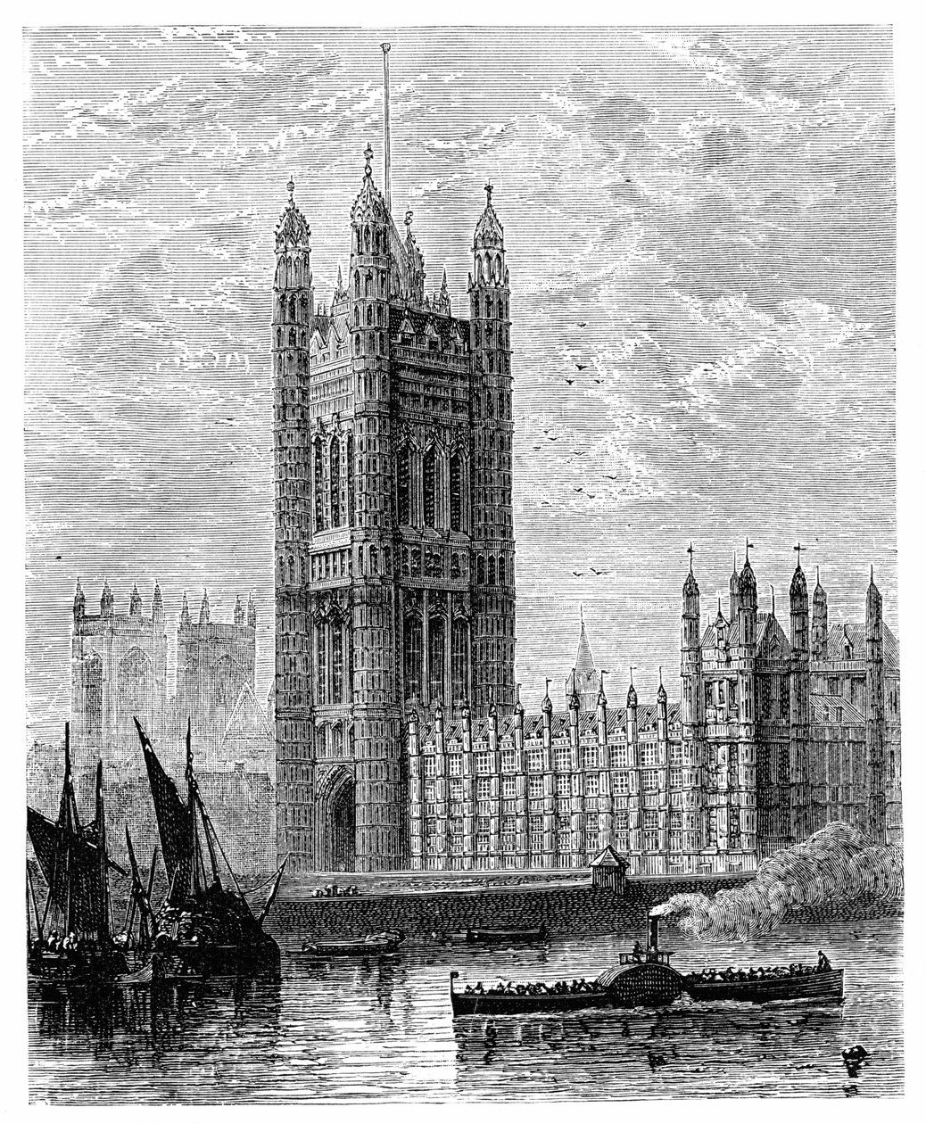 Victoria Tower ja parlamenttitalo, Lontoo, 1900 tekijältä Unbekannt