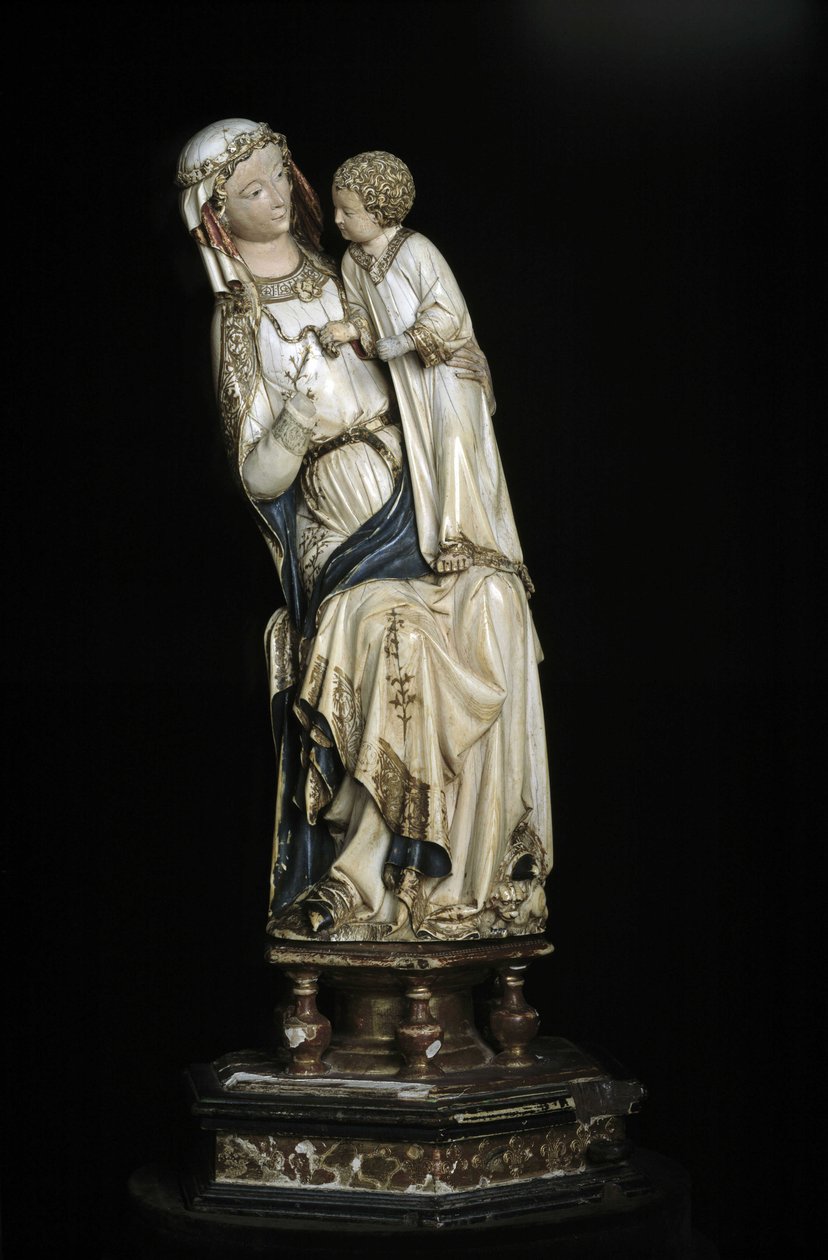 Neitsyt ja Jeesus-lapsi. Marmoripatsas noin 1350-1375. 45 cm Collegiale Notre Dame. Villeneuve les Avignons (Gard). tekijältä Unbekannt