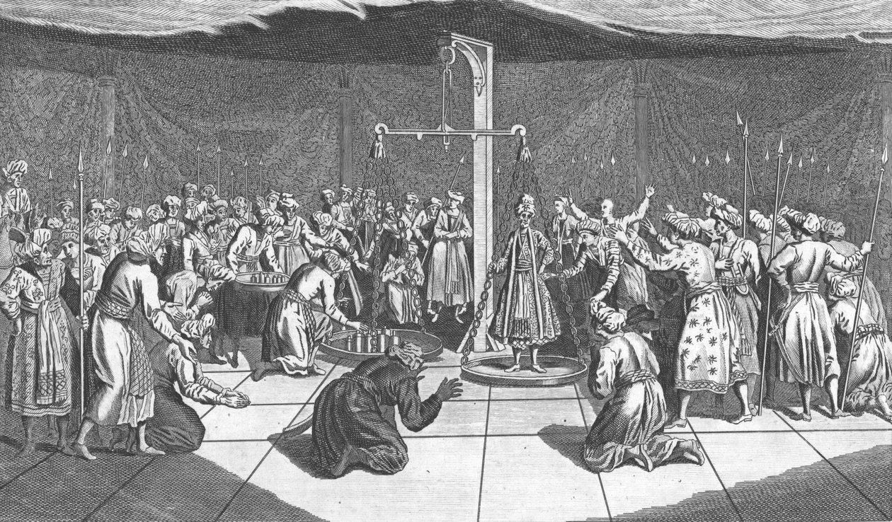 Suuren Mogulin punnitus, n. 1782 tekijältä Unbekannt