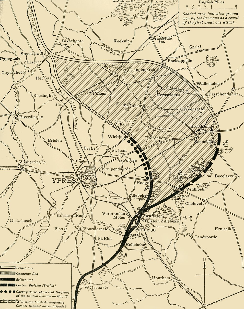 Ypres Salient ennen ja jälkeen toista Ypresin taistelua..., Ensimmäinen maailmansota, 1915, c1920. tekijältä Unbekannt