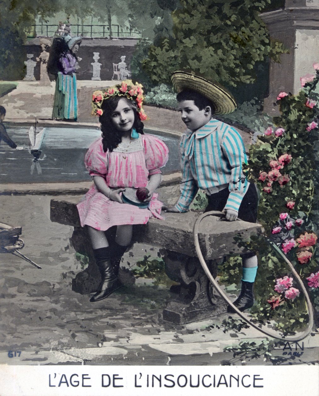 Viattomuuden aika, ranskalainen postikortti, 1900 tekijältä Unbekannt